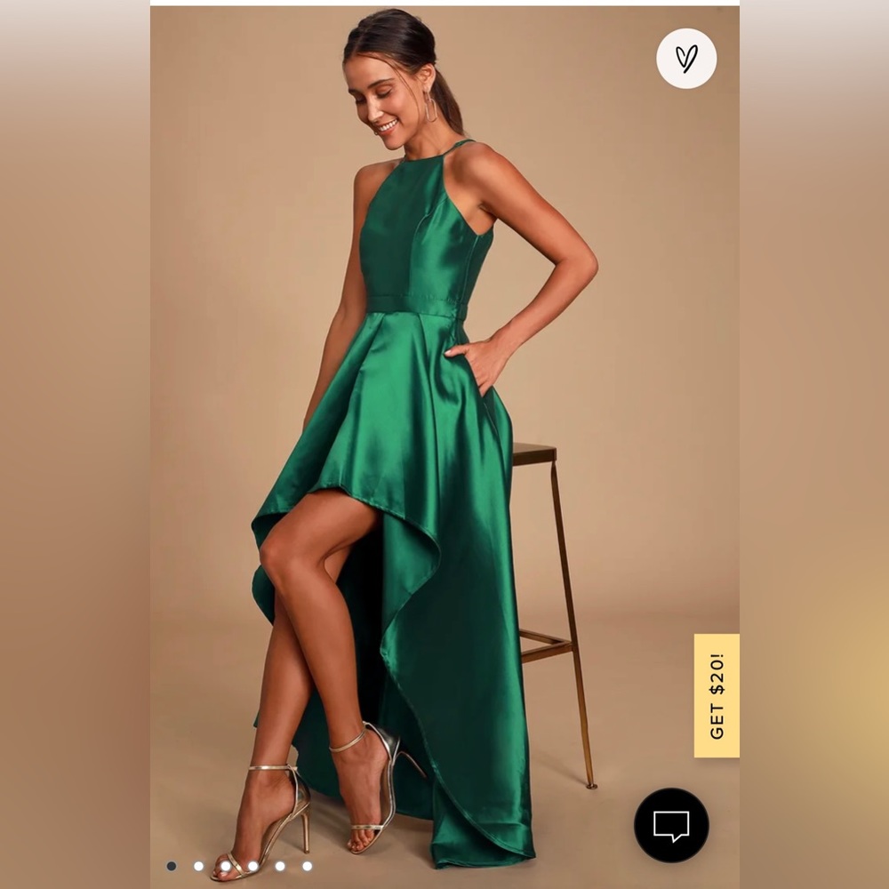 Green asymmetrical gown from Lulu's